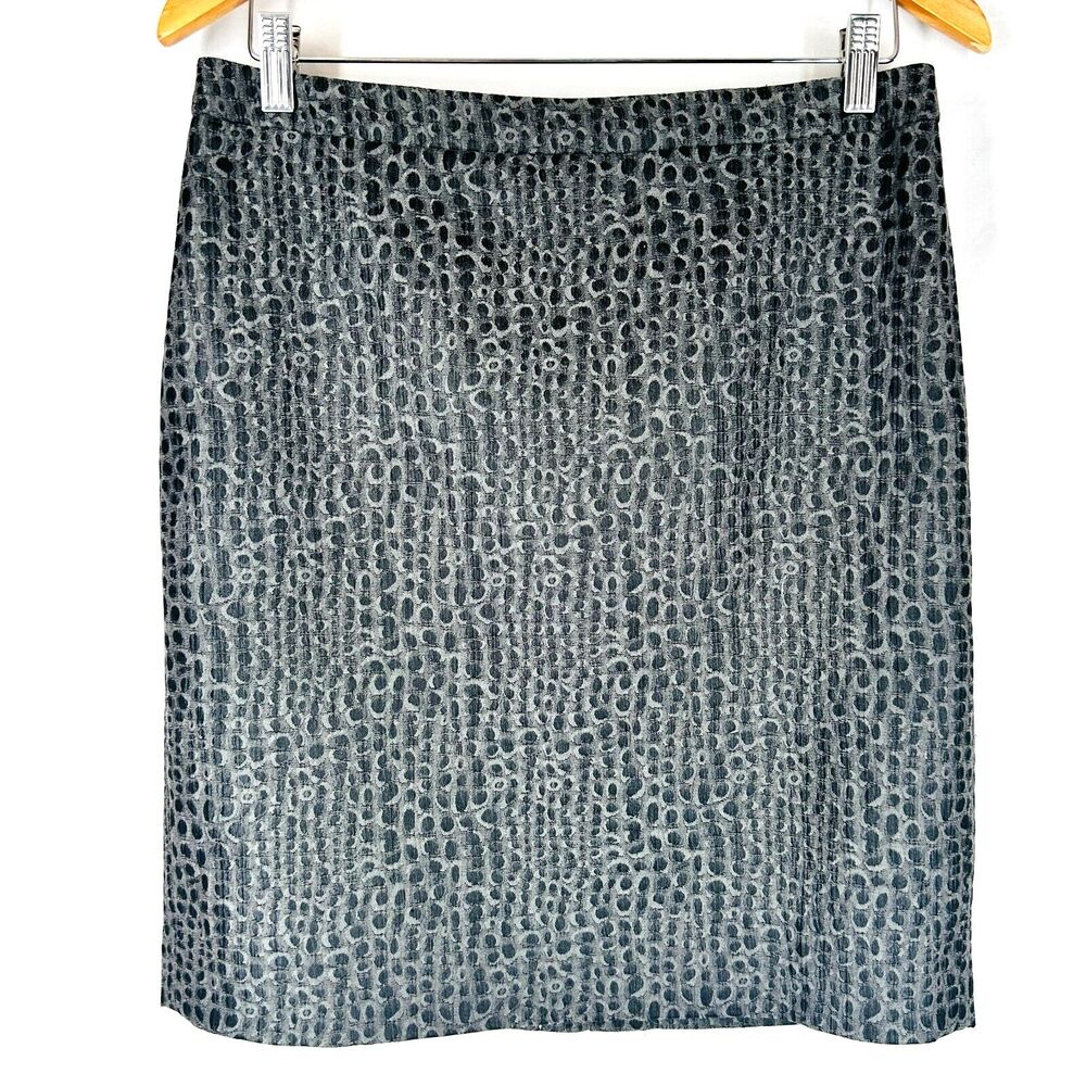 Ann Taylor Skirt Sz 8 Grey Abstract Snake Animal Print Snakeskin
